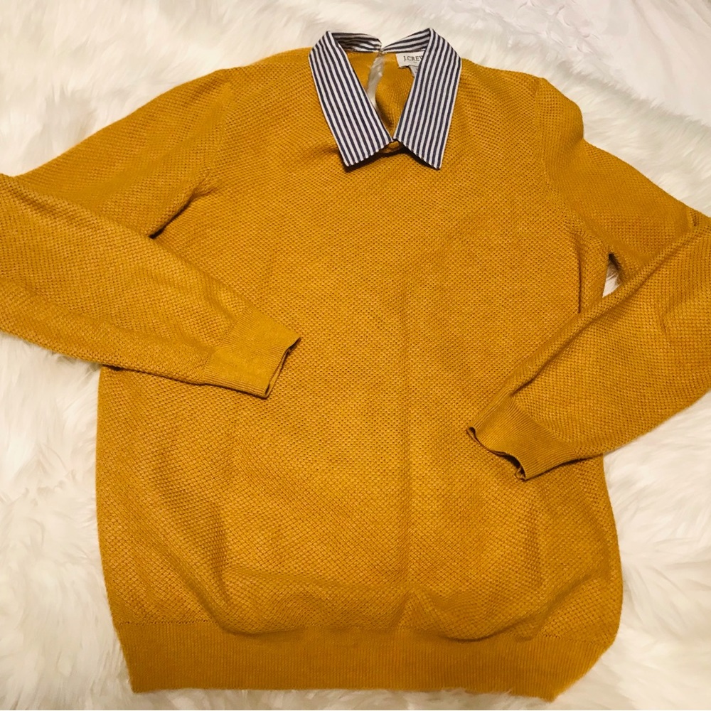 J Crew sweater with striped collar